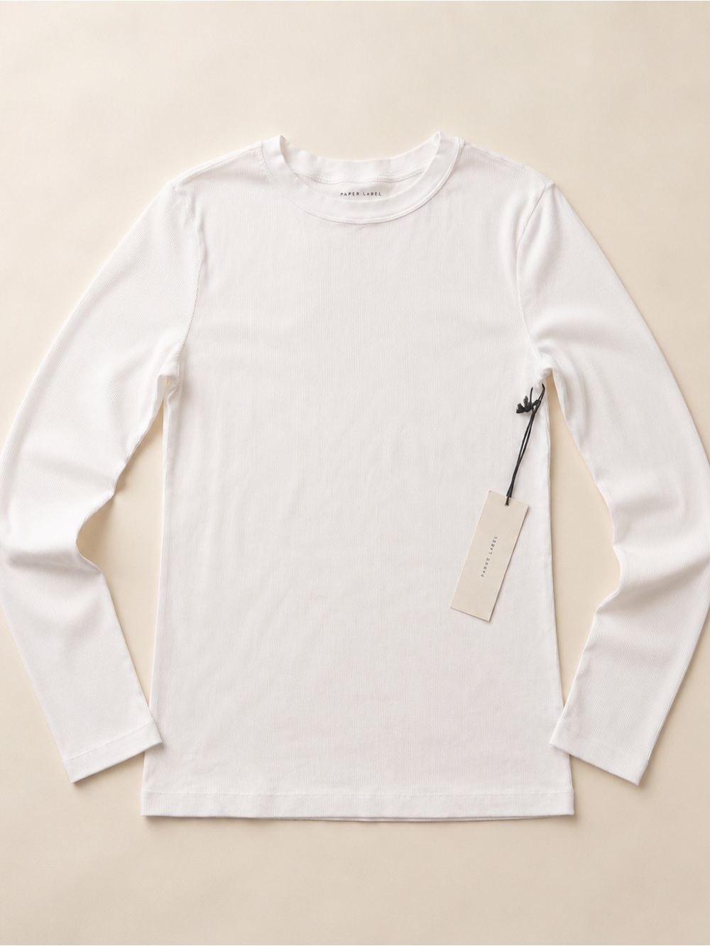 Paper Label Women's Long-Sleeve Crewneck Tee in White